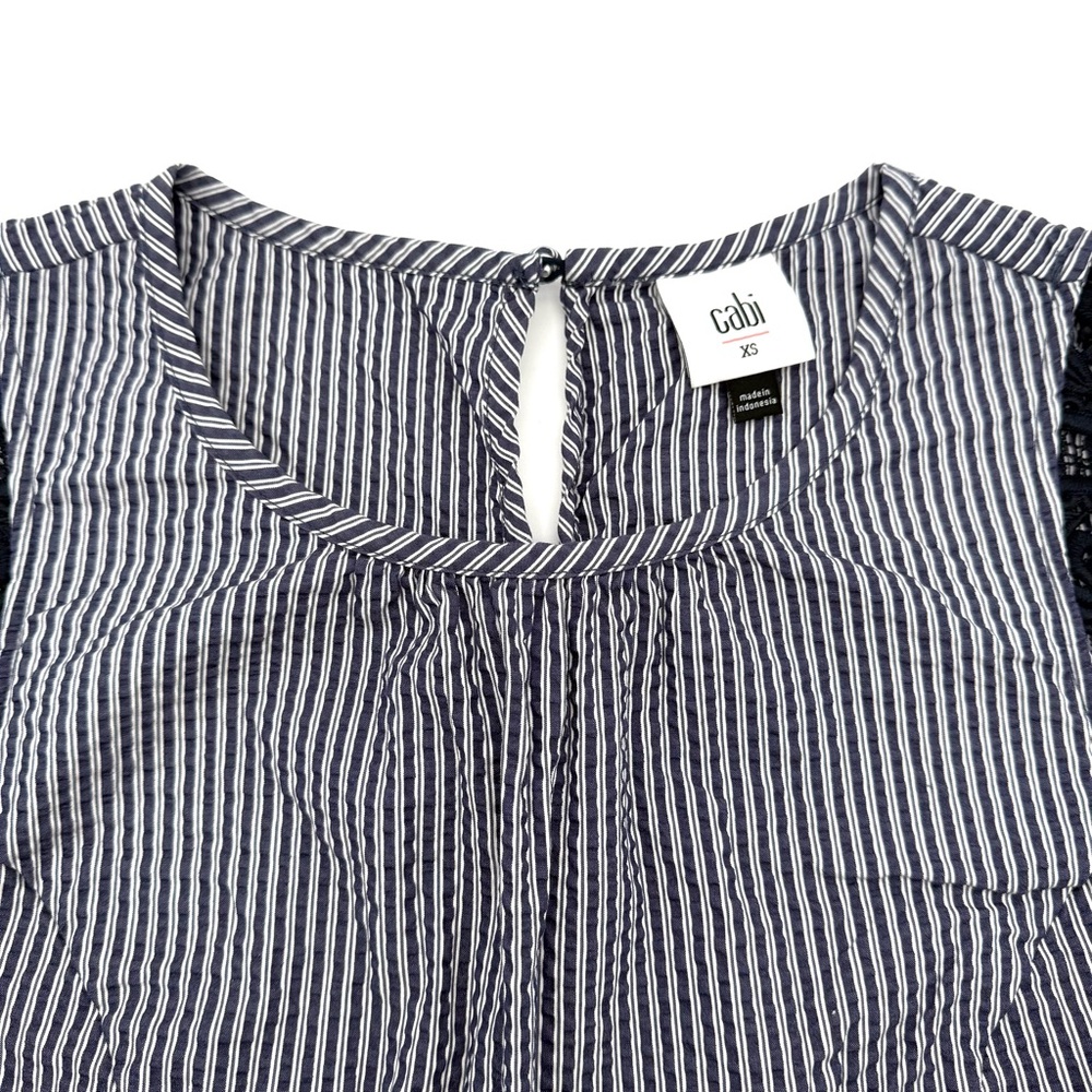 Cabi Women's Lace Flutter Seersucker Sleeveless Top XS Extra Small Tank Shirt - Picture 4 of 6